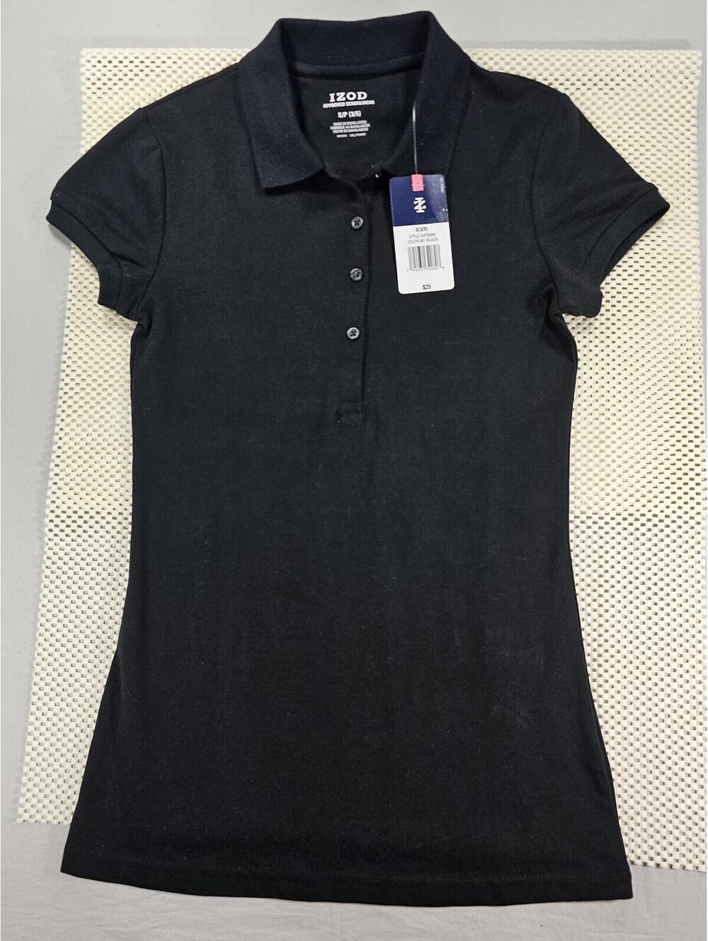 IZOD Approved Schoolwear Girls Black Polo Dress with Rib Collar. Size S (3/5)